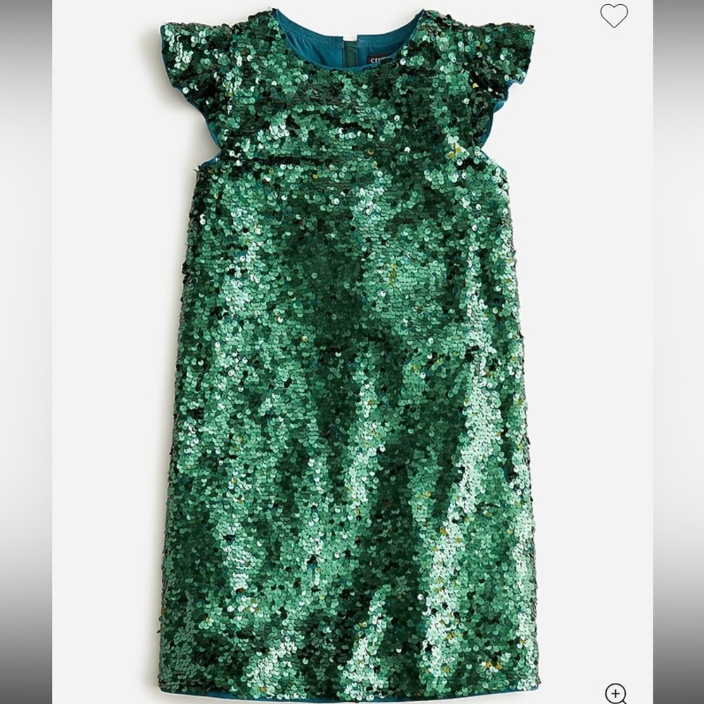 J. Crew / crew cuts girls flutter sleeve sequin green holiday Christmas dress